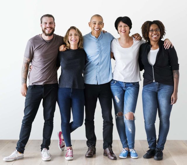 Group of people posing for photo